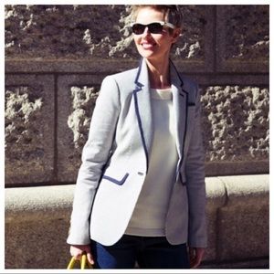 Boden Navy and White Seersucker Blazer